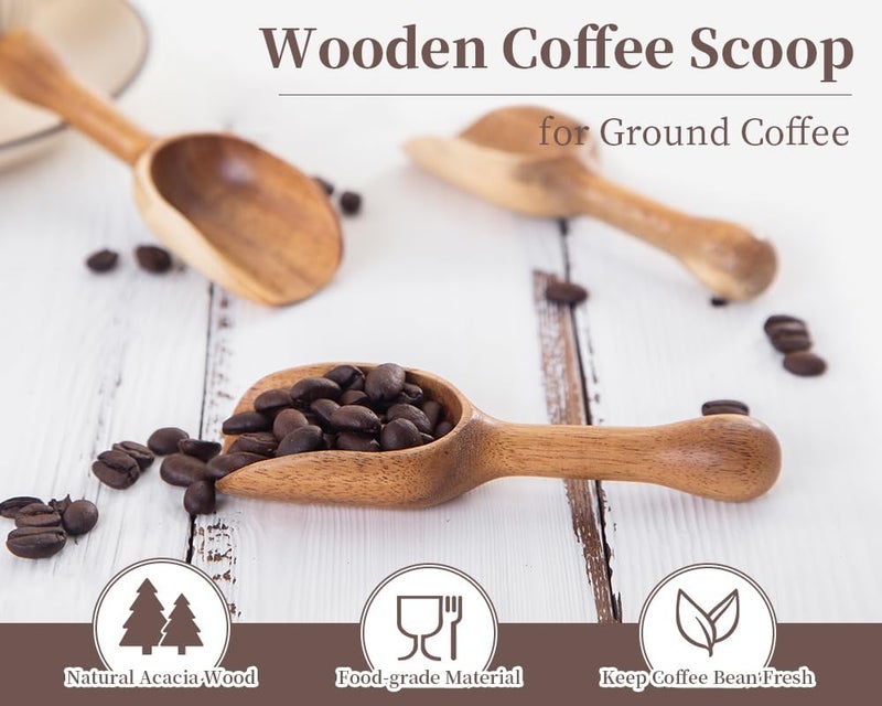 Lebami Wooden Coffee Scoop for Ground Coffee,4pcs Coffee Measuring Scooper for Beans Powder Tea Shovel,Small Wood Spoons Multipurpose for Jars Canisters,Kitchen Spice Pepper Condiment Powder Shovel - Image 2